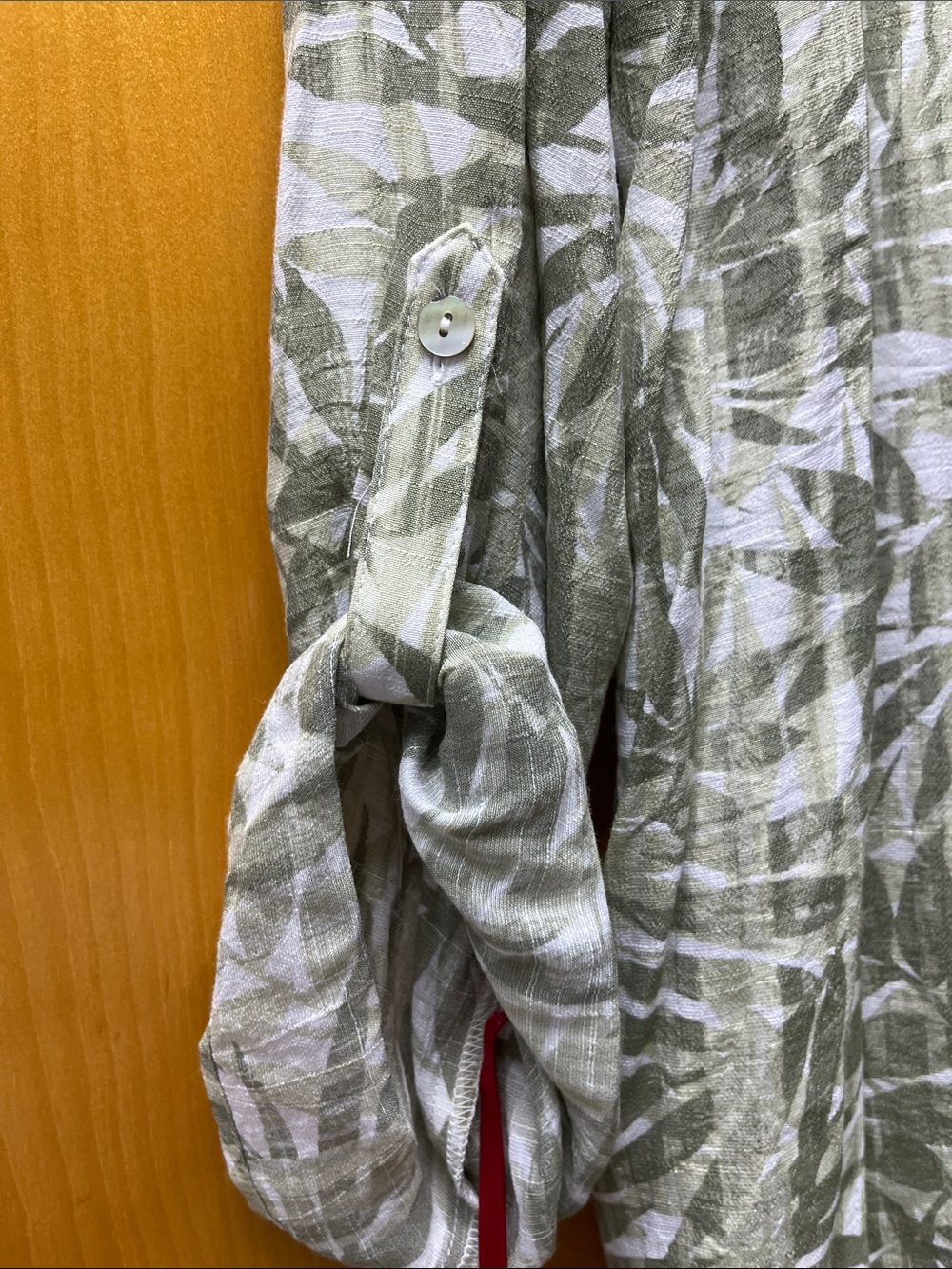 Ruby Rd. Olive Leaf Print Button-Front Blouse - Picture 5 of 5